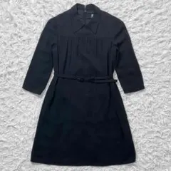 国内正規 PRADA ギャザー 襟付き ワンピース 38 ブラック 長袖 ベルトのサムネイル