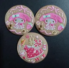 サンリオ 刺繍缶バッチ ビスケット3 3個セット マイメロディ マロンクリーム