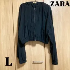 ZARA フード付き ブラック ジャケット L