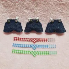 赤ちゃん　お洋服　デニムサロペット•バンダナ三点セット③