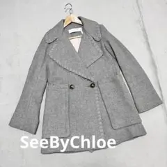 【ゆい】SEE BY CHLOE　エーラインコート yuiさんコラボ＞ウール混シャギーコート（チェスターコート