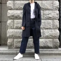 【無印良品 ムジラボ】超長綿 ポプリン ロング丈 シャツ S〜Mサイズ 黒