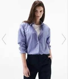 TOMMY HILFIGER 長袖シャツ S 青と白ストライプ