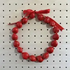 1929. フラダンス　タヒチアン　レイ　ククイ　チョーカー　赤　レッド　ハワイ