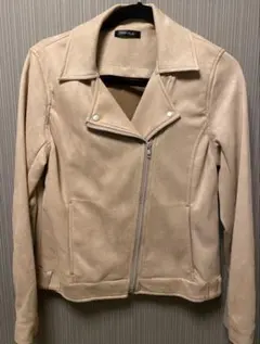 ベージュ ライダースジャケット Lサイズ