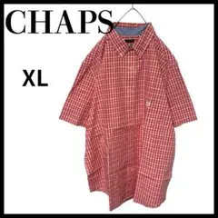 CHAPSチャップスラルフローレン 半袖チェックシャツレッドXL