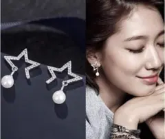 スター 星 ピアス キュービックジルコニア パール アレルギーフリー