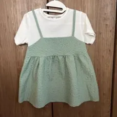 ミントグリーン Tシャツ 重ね着風 150