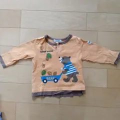 3can4on クマのイラスト 長袖Tシャツ 80