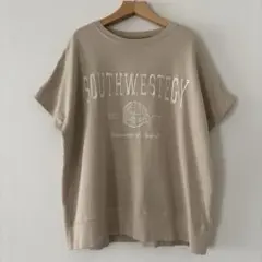 BONJOUR SAGAN カレッジ刺繍ピグメントスウェットTシャツ　ベージュＦ