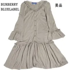 美品バーバリーブルーレーベル ひざ丈ワンピース フリル ホース刺繍 ノバチェック