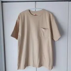 【Hanes BEEFY-T】XL ベージュ ポケット Tシャツ ヘインズ