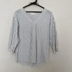 KUMIKYOKU ストライプ 五分袖ブラウス サイズ2 春