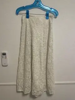 earth music&ecology レースアップ ロング スカート フレア白