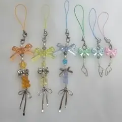 ④ビーズキーホルダー6個セット ハンドメイドキーホルダー