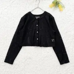しまむら　総レース長袖カーディガン　M 黒　クロップド丈　大人可愛い　上品　春