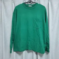 長袖Tシャツ グリーン ポケット付き シンプル　Sサイズのサムネイル