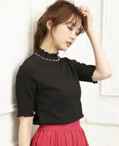 INGNI イング　細リブハイネック/装飾付きトップス　M