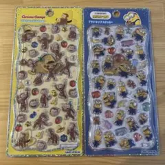 おさるのジョージ・ミニオン　プチドロップステッカー2点セット　カミオジャパン