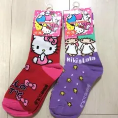 サンリオ キッズ靴下 2足セット 15-20cm　ハローキティ　キキララ
