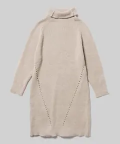 希少タグ付き　ループトウキョウ　タートルネック リブニットワンピ　ベージュ高見え