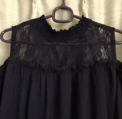 美品✨オフショルダー　ロング　レース　ワンピース　ブラック黒