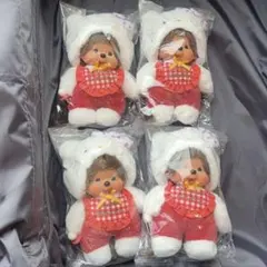 ４個★モンチッチ×ハローキティ　Sサイズ　モンチッチ　ギンガムチェック