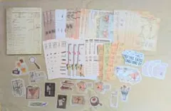 ⑥コラージュ素材　文房具テーマ ステーショナリーシールセット