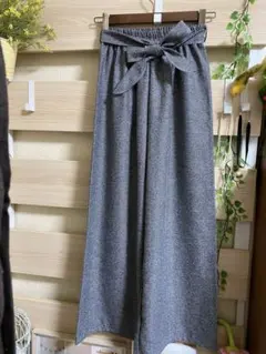 綺麗に着こなせるヘリンボーンガウチョパンツ♥︎ウエストリボン付き《美品未使用》