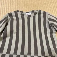 rkakama 長袖カットソー Sサイズ グレー系ストライプ