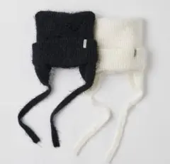 OVERRIDE KNIT FLUFFY CAT GUIDE ニット帽 ホワイト