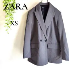 ザラ ZARA テーラードジャケット XS ダブルボタン グレー メンズ