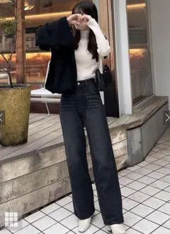 【新品未使用】GRL グレイル　ストレートデニムパンツ[cu468] ブラック