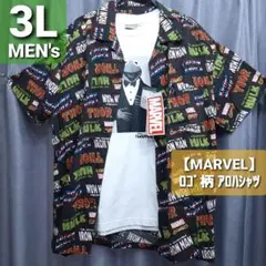 レア【MARVEL】コミックロゴ柄 アロハシャツ■3L■マーベル■ヴィンテージ風