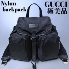 極美品 GUCCI リュック GG ナイロン レザー ブラック グッチ バッグ