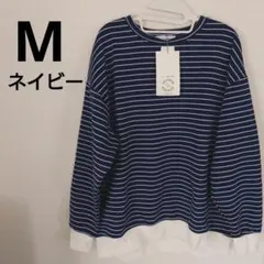 SEASON REASON　ビックサイズボーダープルオーバー　M　ネイビータグ付