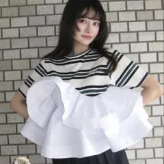 Bibiy. LOLA PEPURAMU TOP ボーダー フリル Tシャツ - メルカリ