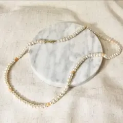 天然パール｜パール＋コーラルビーズネックレス K18引き輪