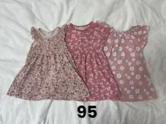 【95cm】 ピンク系ワンピース 3点セットのサムネイル