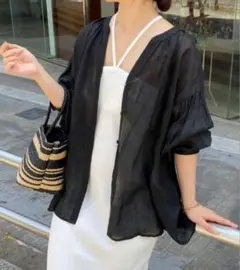 コラージュガリャルダガランテ ラミー2WAYシアーブラウス　黒 ブラック