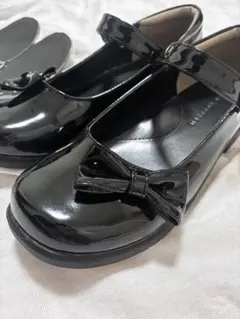 フォーマルシューズ★22.5〜23.0★黒エナメル★リボン★トップバリュー★3E