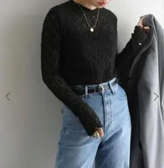 라토타리테 레이스 긴팔 컷소우 블랙