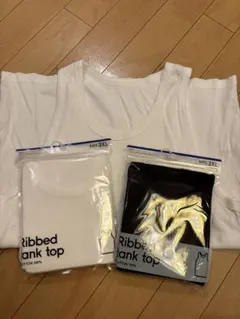 GU コットンカラーリブタンクトップ　3XL ホワイト　ブラック　3点セット