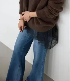 【新品タグ付き】SLOBE IENA レースコンビカットソー　ブラック