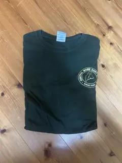 ダークグリーン コットン Tシャツ ロゴ入り