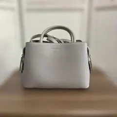 グレー ミニハンドバッグ ダブルハンドル（ショルダーストラップ付き）