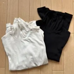gu ソフトリブタートルネックT ナチュラル ブラック