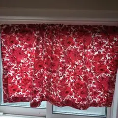 ハンドメイド カフェカーテン 　赤　薔薇　花柄