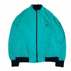 90s USA製 ナイロンジャケット ブルゾン ロゴ刺繍 US古着 bt4