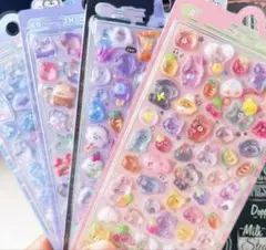 可愛い 3Dレリーフ シール　パステルカラー　シール　軽量　y2k 平成　4枚